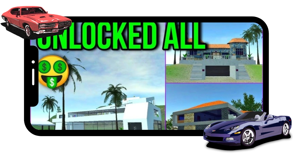 all houses unlocked in Car simulator 2 mod apk